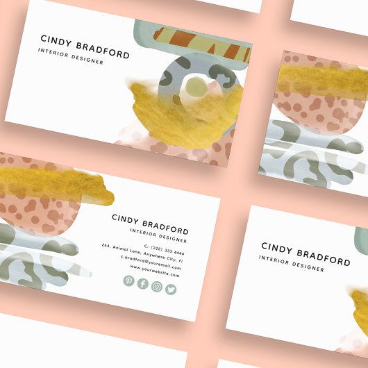 Abstracte Waterverf - Dierafdrukken Visitekaartje