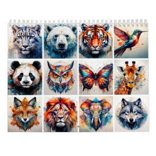 Abstracte Waterverf dieren Kalender