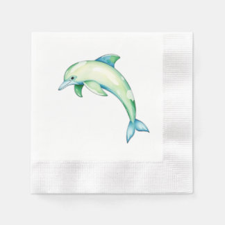 Abstracte Waterverf Dolfijn met Zeesterren Servet