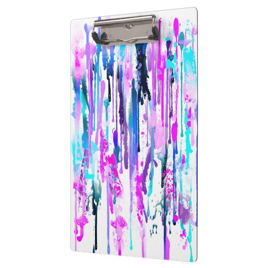 Abstracte Waterverf Druppels Blauw Turkoois Roze Klembord (Links)