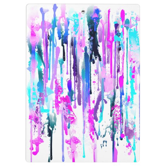 Abstracte Waterverf Druppels Blauw Turkoois Roze Klembord (Achterkant)
