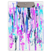 Abstracte Waterverf Druppels Blauw Turkoois Roze Klembord (Voorkant)