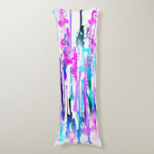 Abstracte Waterverf Druppels Blauw Turkoois Roze Lichaamskussen (Voorkant Verticaal)