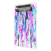 Abstracte Waterverf Druppels Blauw Turkoois Roze Mini Klembord (Angled2)