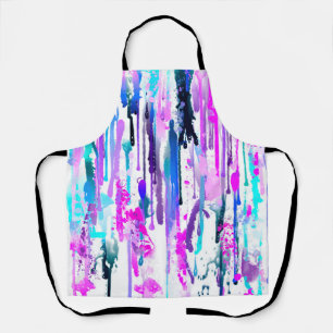 Abstracte Waterverf Druppels Blauw Turkoois Roze Schort