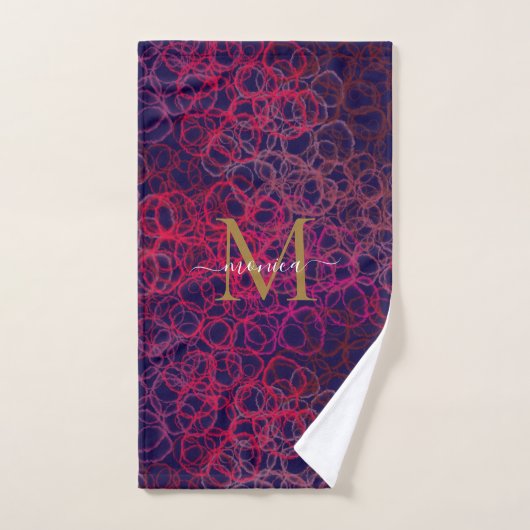 Abstracte Waterverf druppels Monogram naam Bad Handdoek (Handdoek)