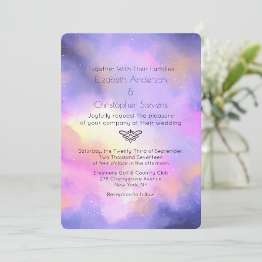 Abstracte Waterverf - Elegant Space Design Bruilof Kaart (Staand voorkant)