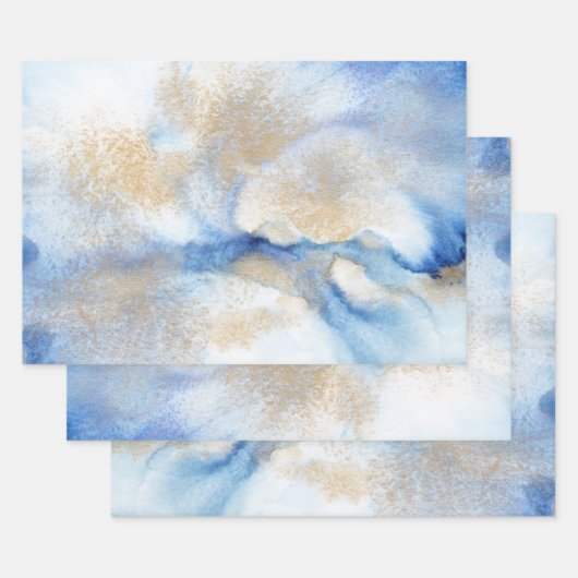 Abstracte Waterverf en goud Inpakpapier Vel (Set)