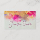 Abstracte Waterverf en gouden glitter Visitekaartje (Voorkant)