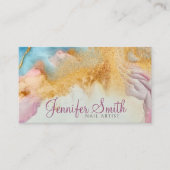 Abstracte Waterverf en gouden glitter Visitekaartje (Voorkant)