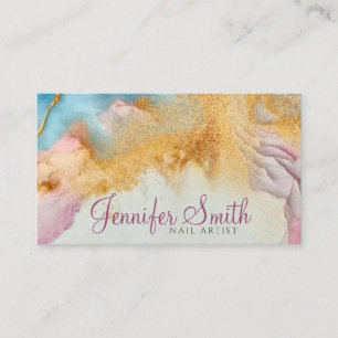 Abstracte Waterverf en gouden glitter Visitekaartje
