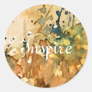 Abstracte waterverf en oude achtergrond ronde sticker