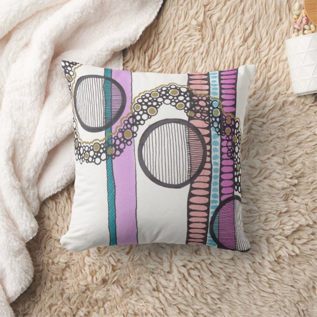 Abstracte waterverf en pen. Ga met de stroom mee Kussen (Deken)