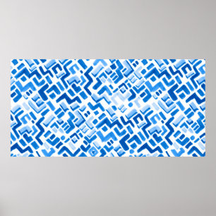 Abstracte waterverf- en strepenpatroon poster
