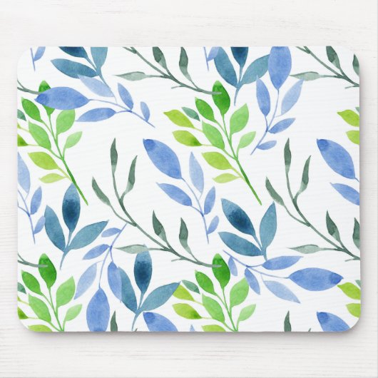 Abstracte Waterverf Fern Leaves Muismat (Voorkant)