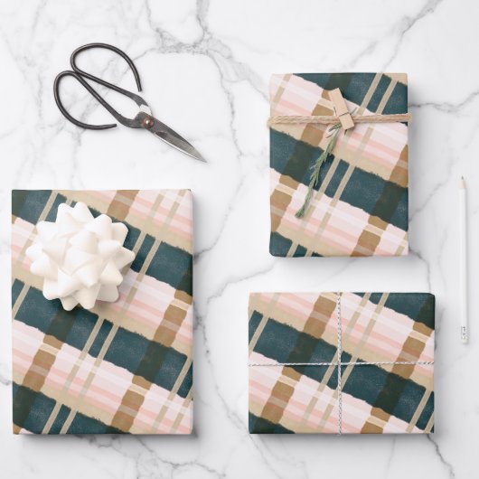 Abstracte Waterverf Festive Green & Roze Patroon Inpakpapier Vel (Voorkant)