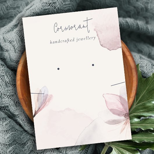 Abstracte Waterverf Floral Blush Earring Ketting Visitekaartje