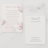 Abstracte Waterverf Floral Blush Jewelry Care Visitekaartje (Voorkant / Achterkant)