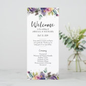 Abstracte Waterverf Floral bruiloft programma (Staand voorkant)