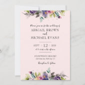 Abstracte Waterverf Floral bruiloft uitnodiging (Voorkant)