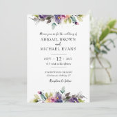 Abstracte Waterverf Floral bruiloft uitnodiging (Staand voorkant)