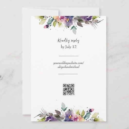 Abstracte Waterverf Floral bruiloft uitnodiging (Achterkant)