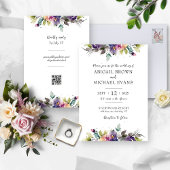 Abstracte Waterverf Floral bruiloft uitnodiging