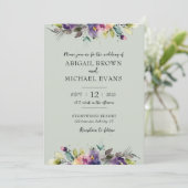 Abstracte Waterverf Floral bruiloft uitnodiging (Staand voorkant)