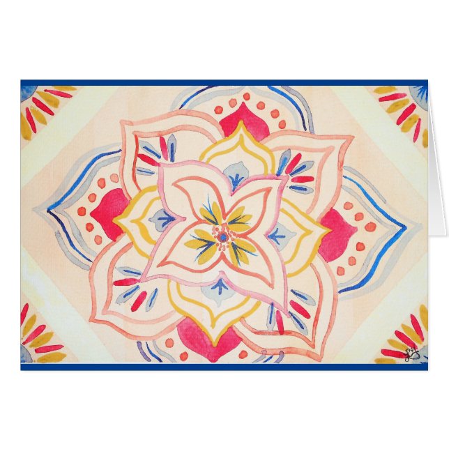 Abstracte waterverf floral mandala (Voorkant Horizontaal)