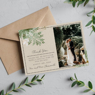 Abstracte Waterverf Floral Sage Green Wedding Bedankkaart