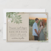 Abstracte Waterverf Floral Sage Green Wedding Save The Date (Voorkant)
