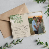 Abstracte Waterverf Floral Sage Green Wedding Save The Date