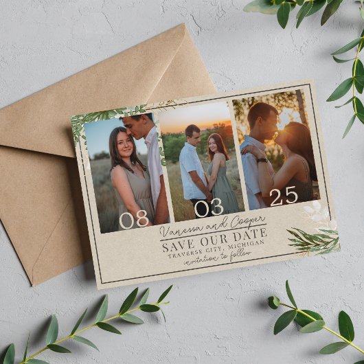 Abstracte Waterverf Floral Sage Green Wedding Save The Date