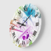 Abstracte Waterverf Floral Wall Clock Grote Klok (Hoek)