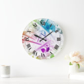 Abstracte Waterverf Floral Wall Clock Grote Klok (Huis)