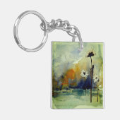 Abstracte Waterverf Flower Sleutelhanger (Voorkant Links)