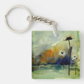 Abstracte Waterverf Flower Sleutelhanger (Voorkant)