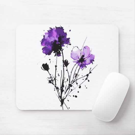 Abstracte Waterverf Flowers Muismat (Met muis)