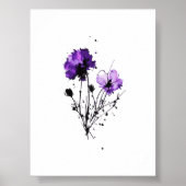 Abstracte Waterverf Flowers Poster (Voorkant)