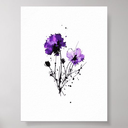 Abstracte Waterverf Flowers Poster (Voorkant)