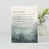 Abstracte Waterverf Forest Green Landscape Wedding Kaart (Staand voorkant)