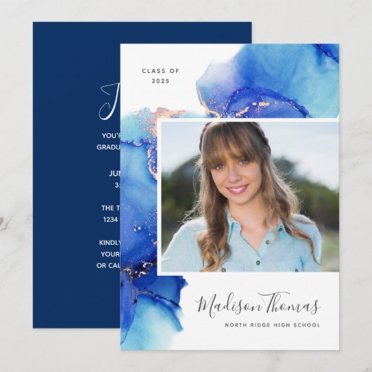 Abstracte Waterverf Fotogradatie Partij Kaart (Voorkant / Achterkant)