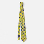 Abstracte Waterverf geel & blauw bloemmonogram Stropdas (Achterkant)