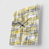abstracte Waterverf "Geel grijs zwart" Vierkante Klok (Hoek)