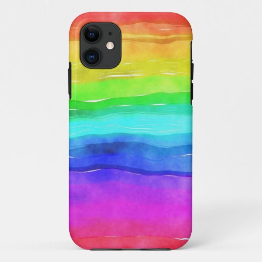 Abstracte Waterverf gekleurde strips regenboog Case-Mate iPhone Case (Achterkant)