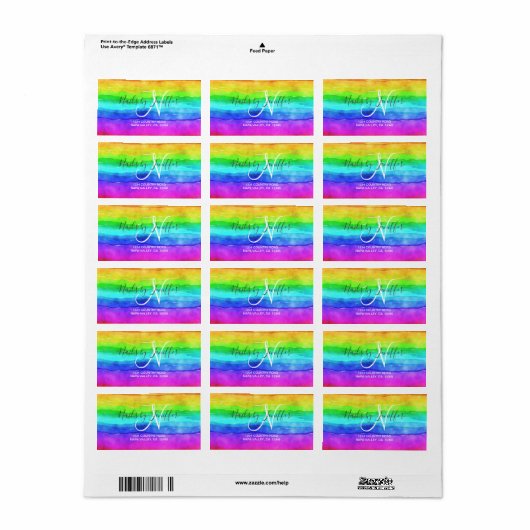 Abstracte Waterverf gekleurde strips regenboog. Etiket (Full Sheet)