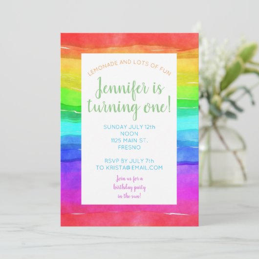 Abstracte Waterverf gekleurde strips regenboog. Kaart (Staand voorkant)