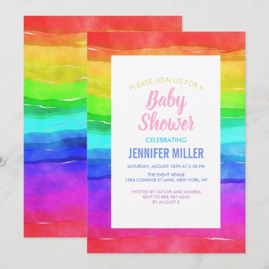 Abstracte Waterverf gekleurde strips regenboog. Kaart (Voorkant / Achterkant)