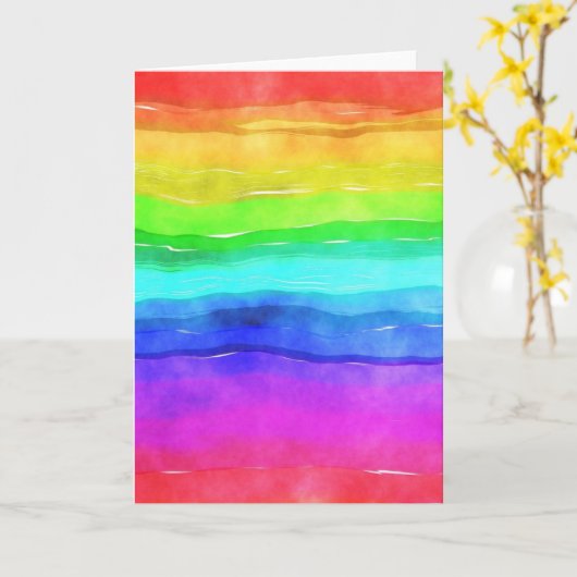 Abstracte Waterverf gekleurde strips regenboog Kaart (Gele Bloem)