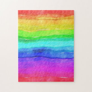 Abstracte Waterverf gekleurde strips regenboog Legpuzzel